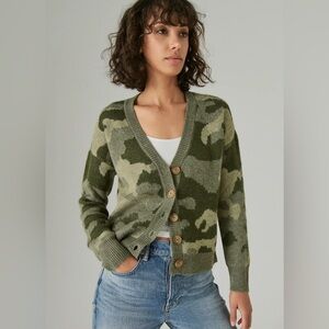 Lucky Brand Wool Blend Camo Cardigan Size Large